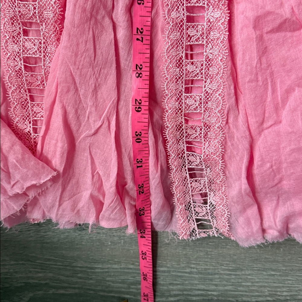 Free People Verona Lace Crochet, Cotton Mini Dress - Pink Medium - Picture 9 of 9